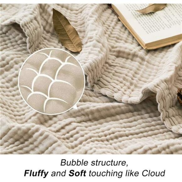 Cotton Throw Blanket for Couch Soft Muslin Blankets 50"x60" Lightweight Breathab - Picture 5 of 7
